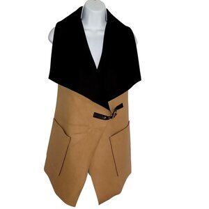 Kzell Camel/Black Asymmetrical Vest Pockets Buckle Minimalist Avant-Garde WMs M